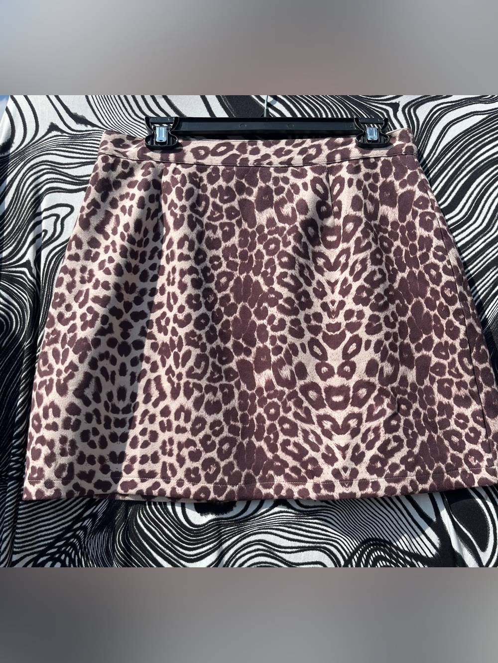 Leopard Print Mini Skirt in Brown & Cream